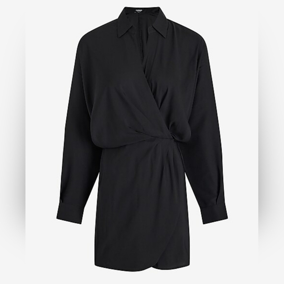 Express Deep V-Neck Surplice Shirt Romper Black Medium - Picture 1 of 8